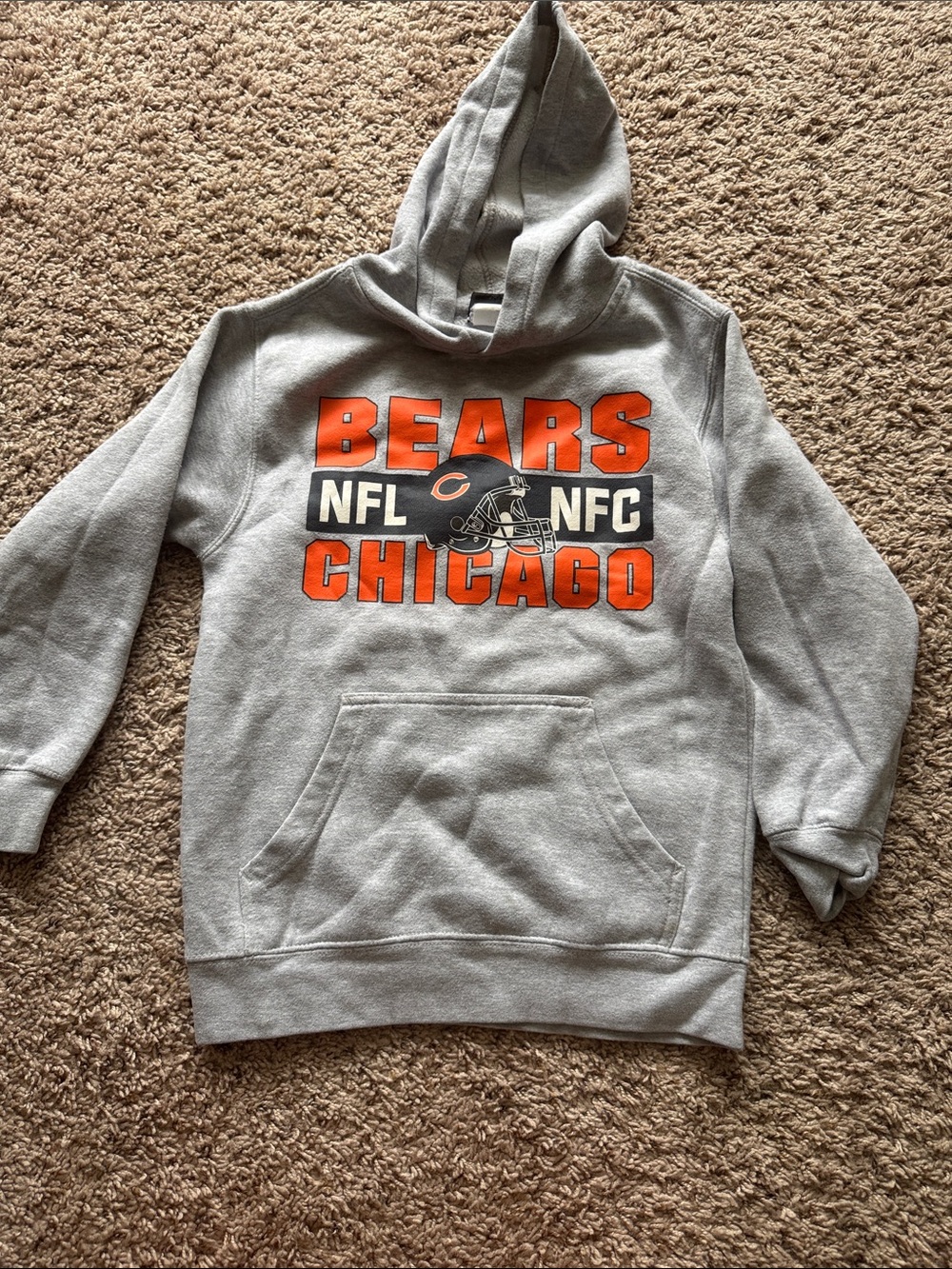 NFL Chicago Bears Gray Pullover Hoodie with Orange Logo